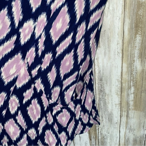 Holding Horses Anthropologie Blue Pink Lilac Ikat Print Tunic - Picture 2 of 5
